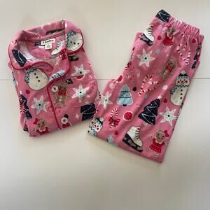 Hatley Holiday Girl's Button Down Pajama Set Sz 5